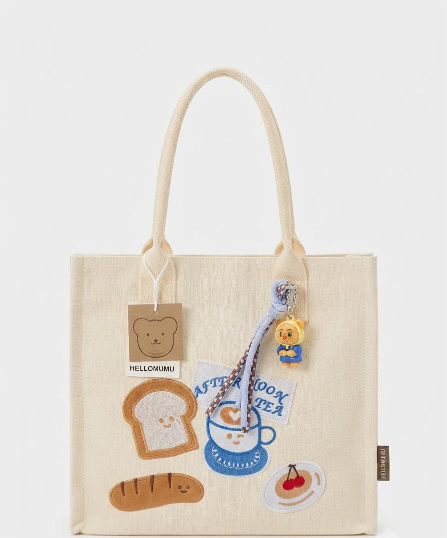 Adorable kawali bread and roll tote bags