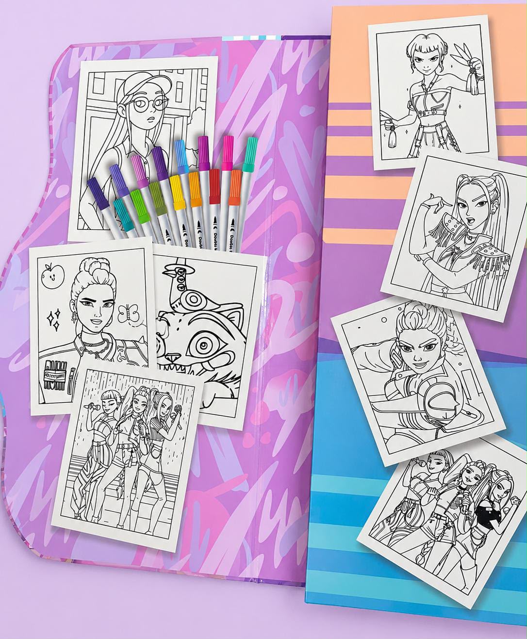 Variant 2 kids colouring book activity with 16 dual nip markers and drawing book