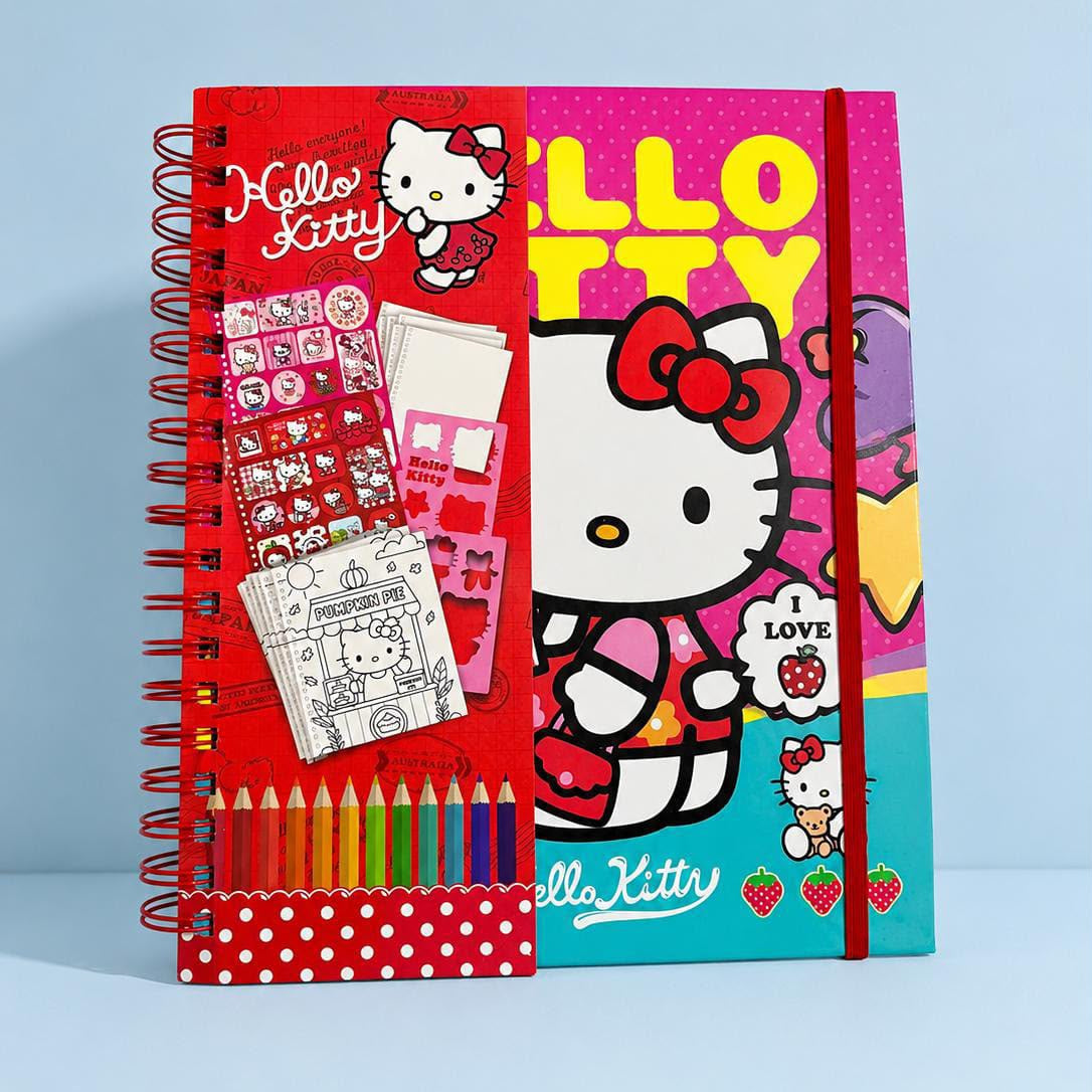 Variant 3 colouring book activity with stickers, cut outs, stationery, markers and colouring book