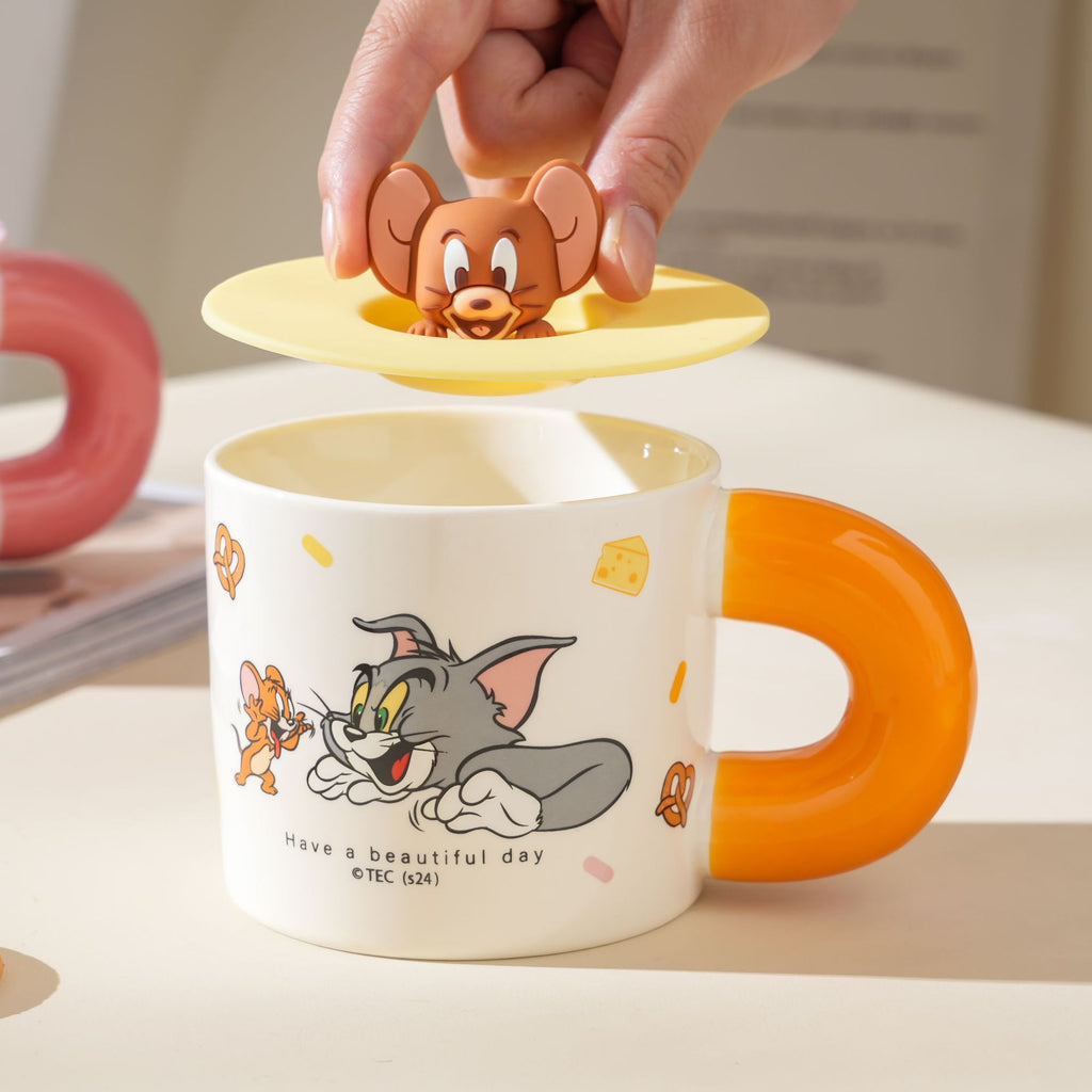 Tom and Jerry Ceramic Mugs with Silicon Lids