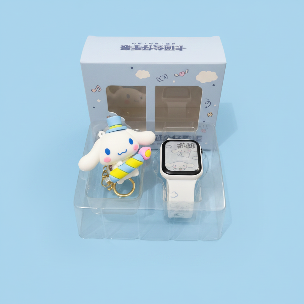 Cinamon digital watch gift set with keychain