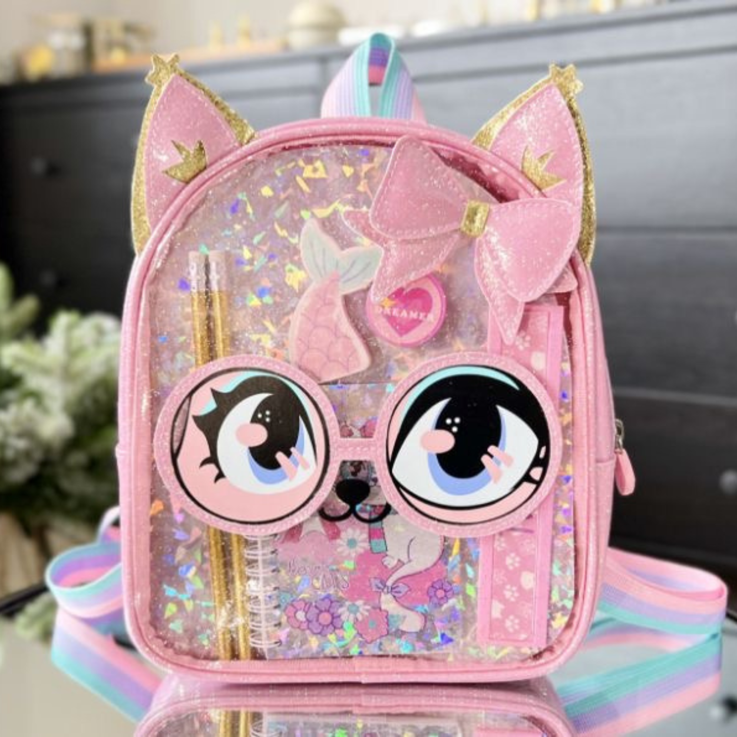 Vest Series Cat Theme Backpack With Stationary