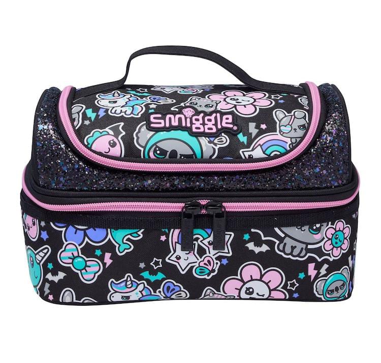 Smiggle Black Flower Theme Lunch Bag
