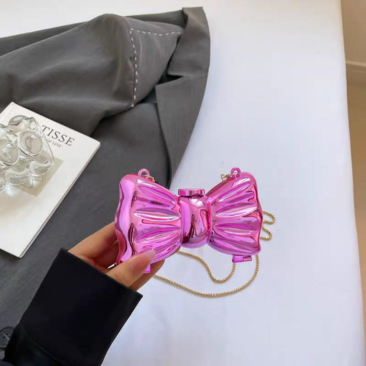 Bow Shaped Pink Clutch Bag