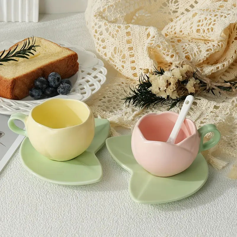 Mini Tulip Mugs And Saucer