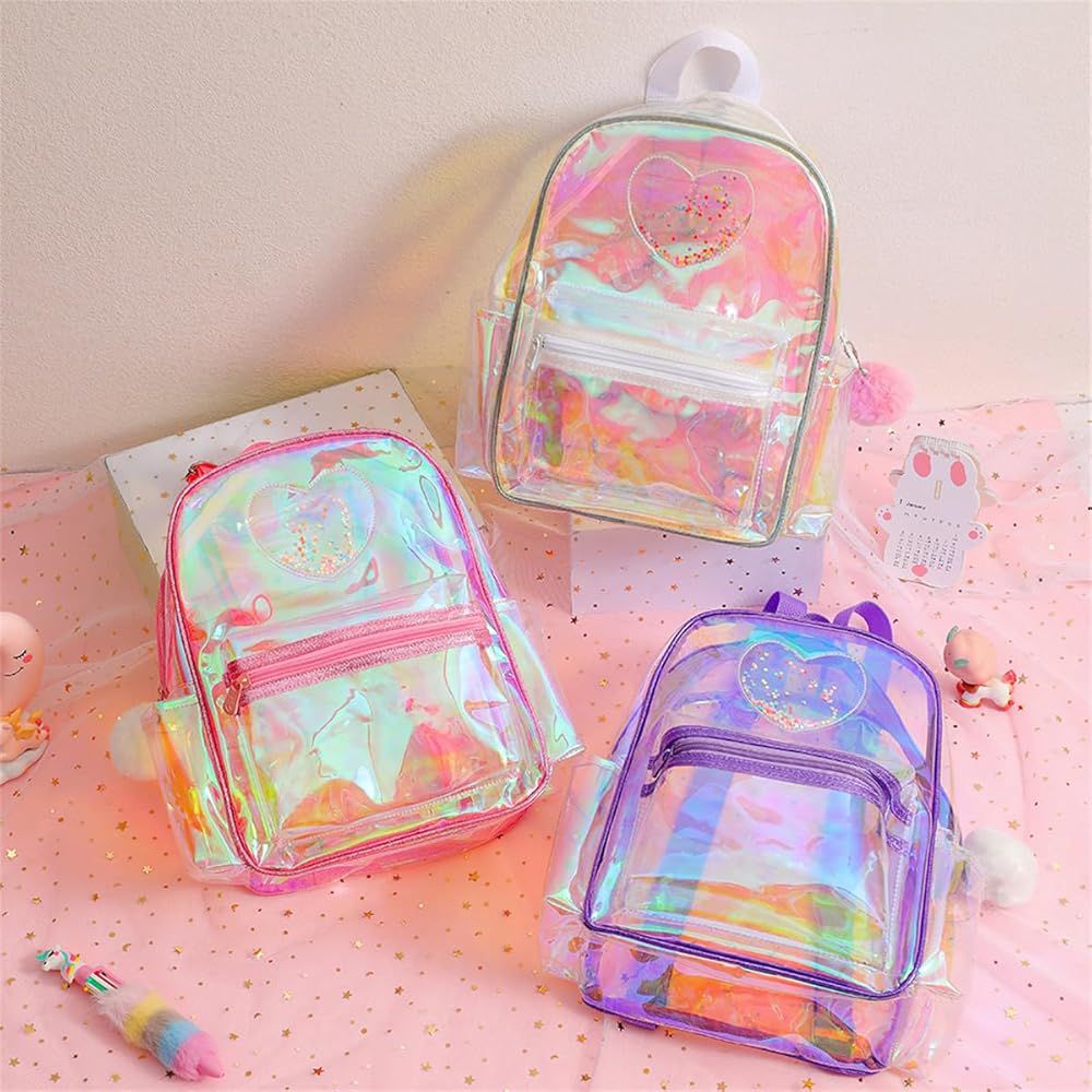 Transparent Holographic Heart Backpack