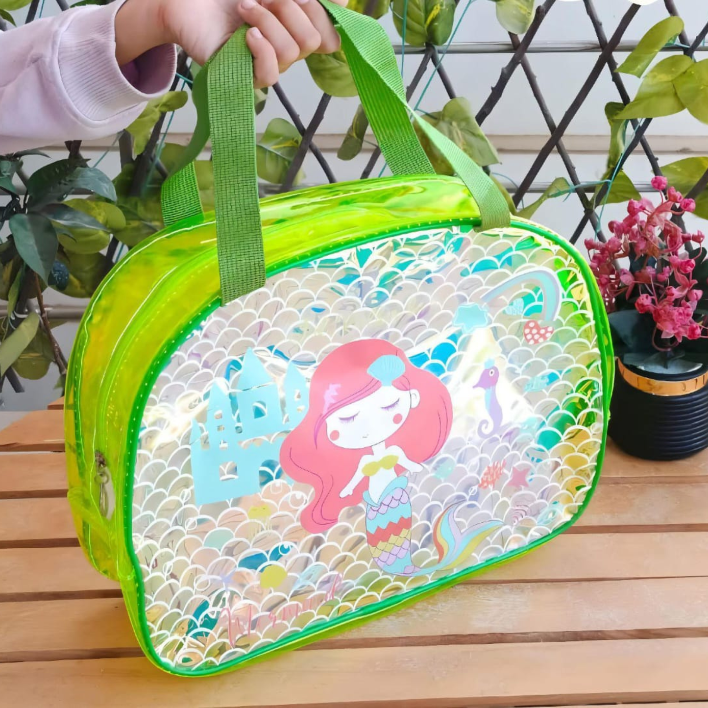 Holographic Mermaid Theme D Shape Travel Bag