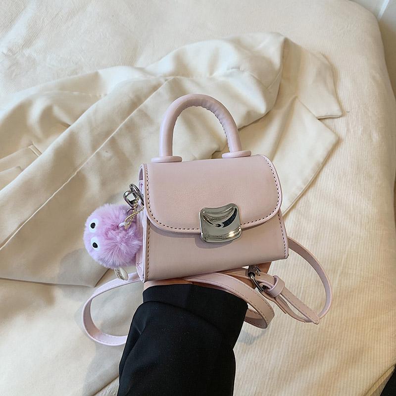 Leather Mini Pom Pom Bag