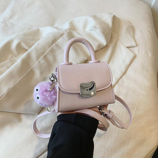 Leather Mini Pom Pom Bag