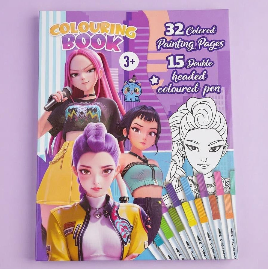 Variant 2 kids colouring book activity with 16 dual nip markers and drawing book