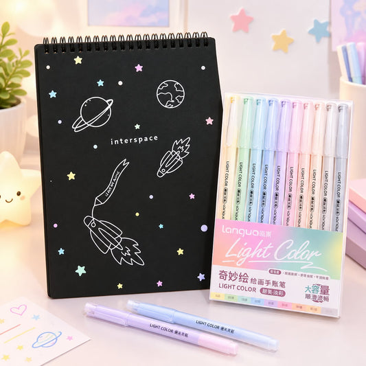 Black sketch and pastel gel pens set
