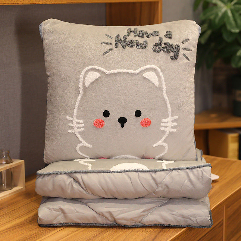 Grey Cat Cushion + Comforter