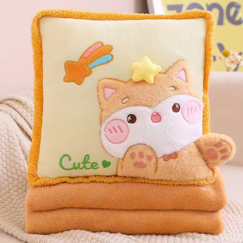 Yellow Cat Cushion + Blanket