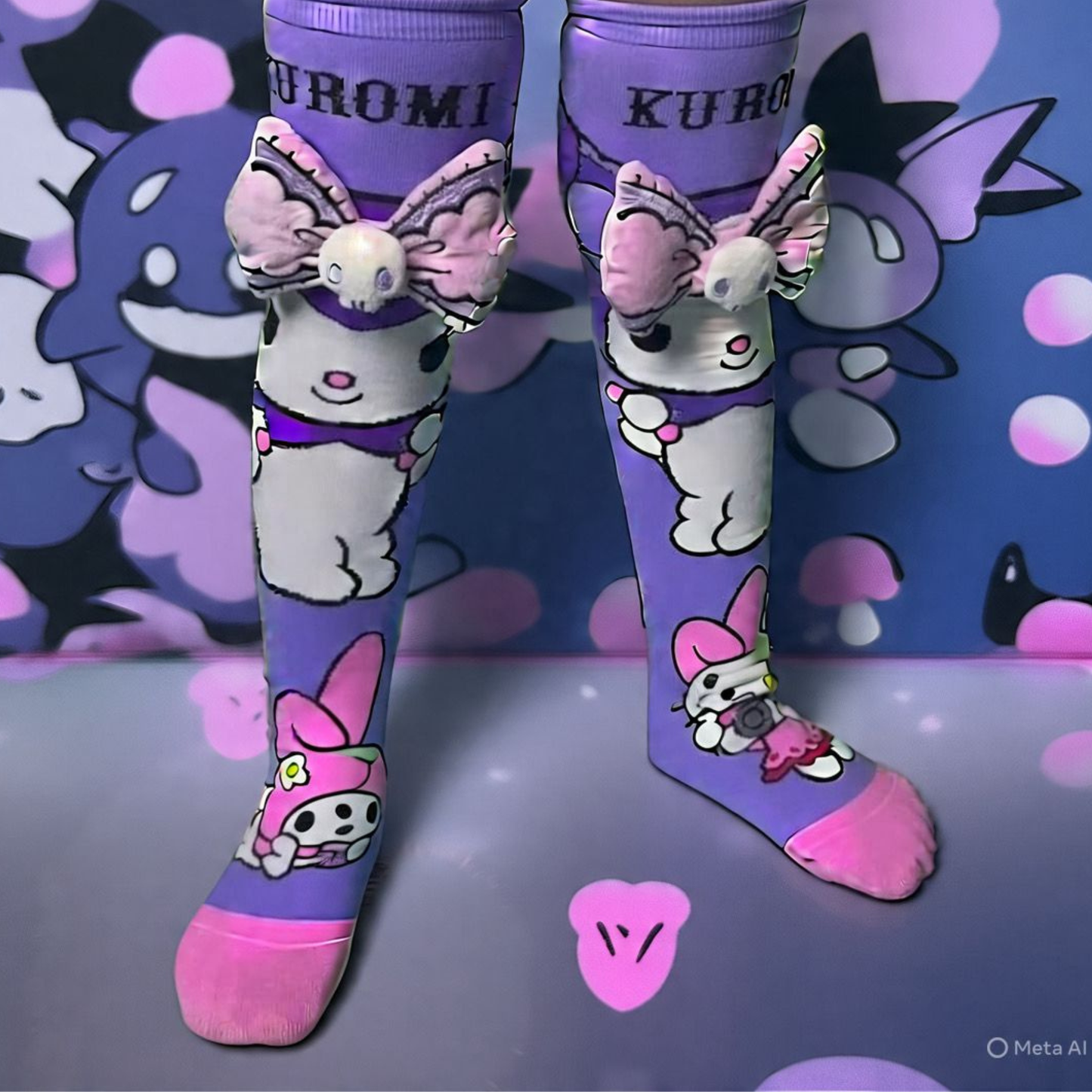 Purple Kuromi 3D Long Socks