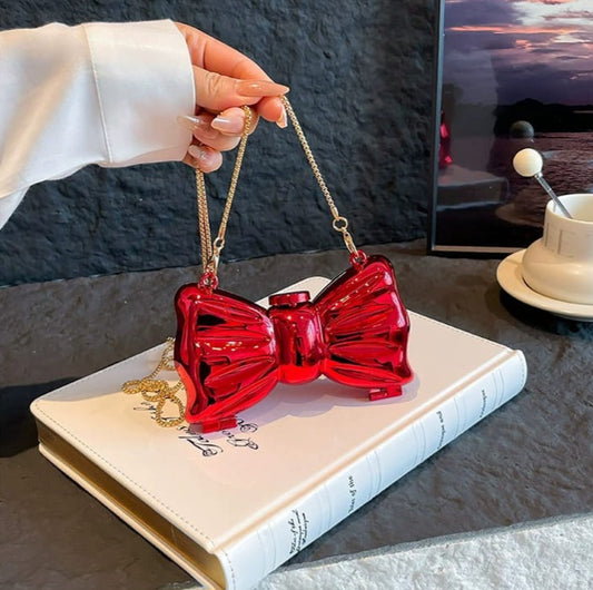 Bow Shaped Red Clutch Bag