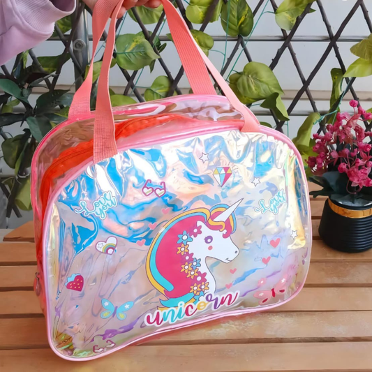 Holographic Unicorn Theme D Shape Travel Bag