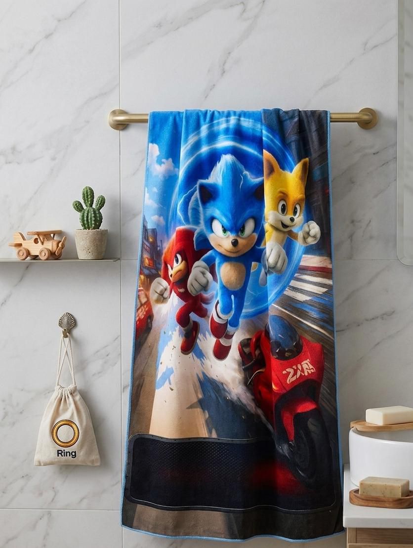 Sonic Theme Kids Bath Towel