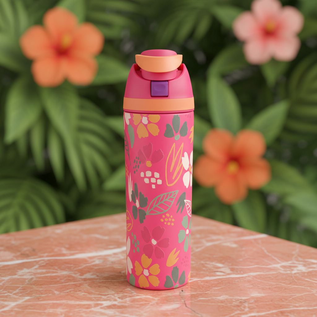 Tropical Pink Bottle – Professional Botanical Background